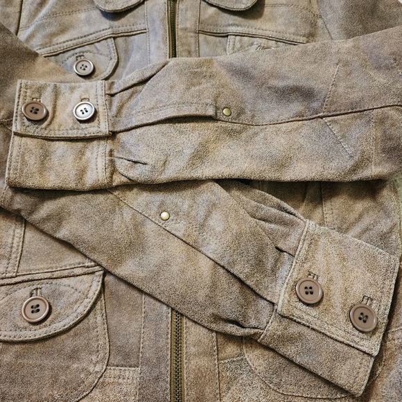 Genuine Leather Jacket in brown / camel Brand Rezult, collar, - Picture 2 of 10